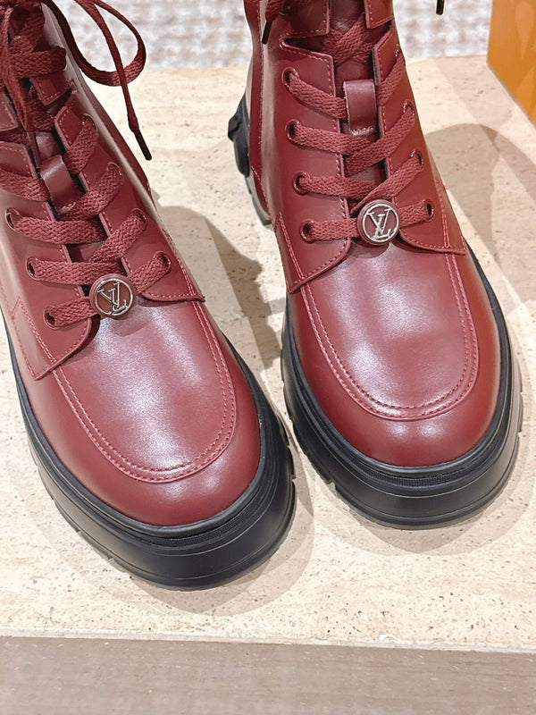 LV Squad Lace-up Ankle Boot 5cm Burgundy Cowhide 576972