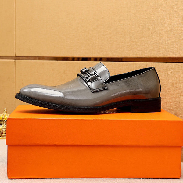 HM Men's Loafers Grey Patent Leather 679793