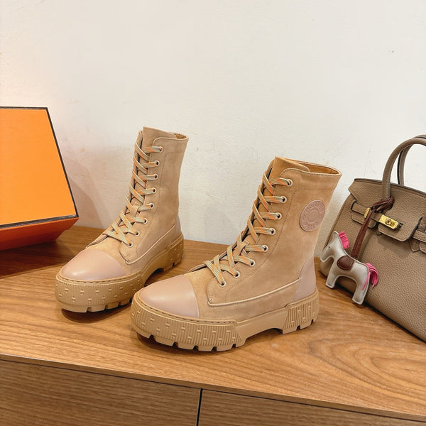 HM 26S Fresh Ankle Boots 4cm Light Beige Suede 110599
