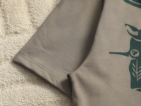 Burberry Men Knight Oversized T-Shirt Green Taupe Cotton