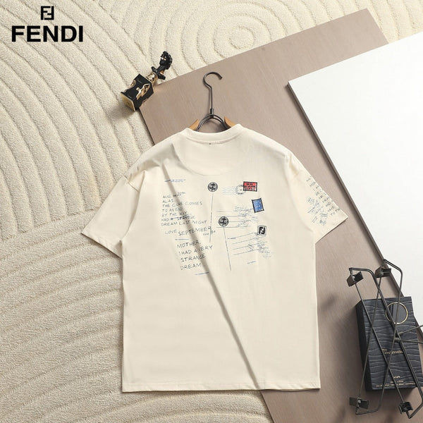 Fendi Men Oversized T-Shirt Cream Cotton