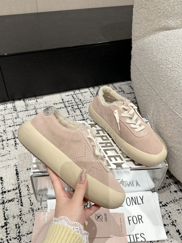 Golden Goose 2025 Space-Star Sabot Sneaker Pink Beige Suede Wool 141169