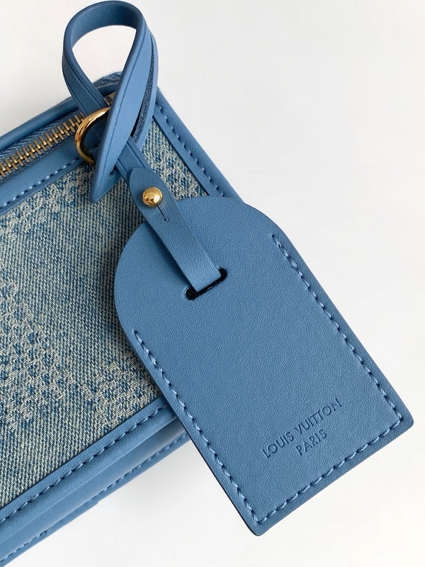 LV Bosphore Mini Handbag 19cm Blue Denim Cotton GHW