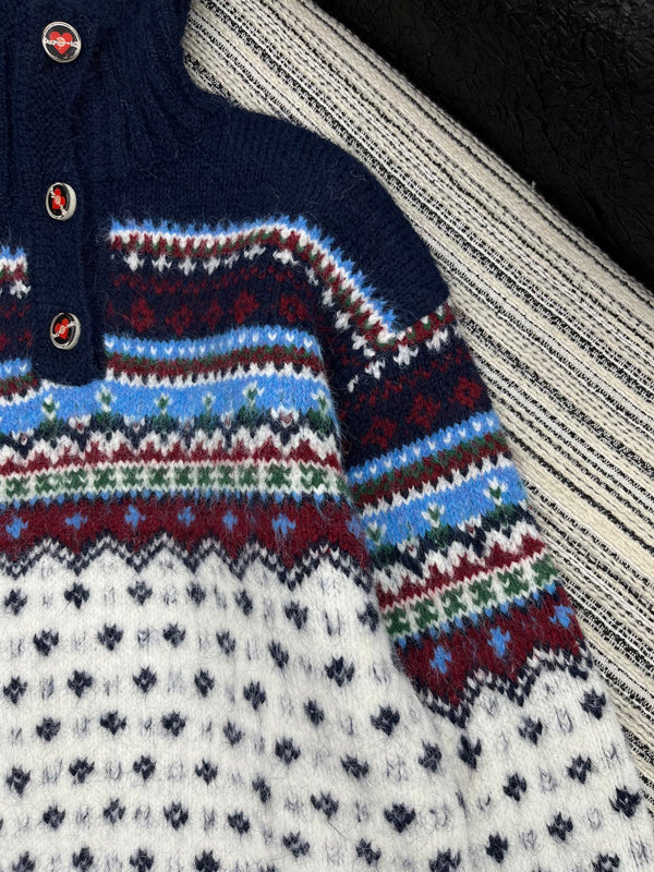 CC 2025 Sweater Navy Blue mix White Wool 325883