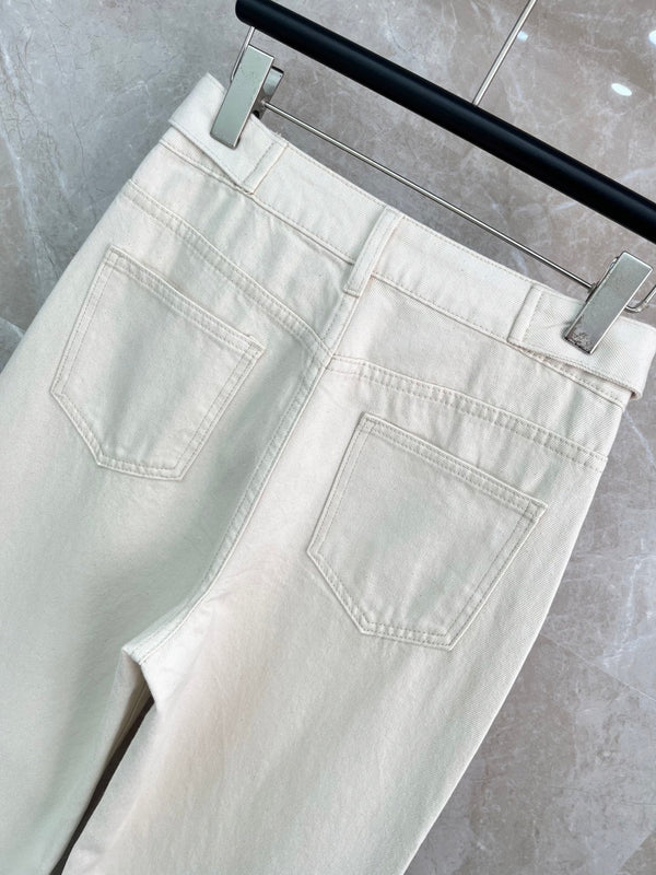 CD Quilted Pocket Wide-Leg Jeans Off-white Denim Cotton 351186
