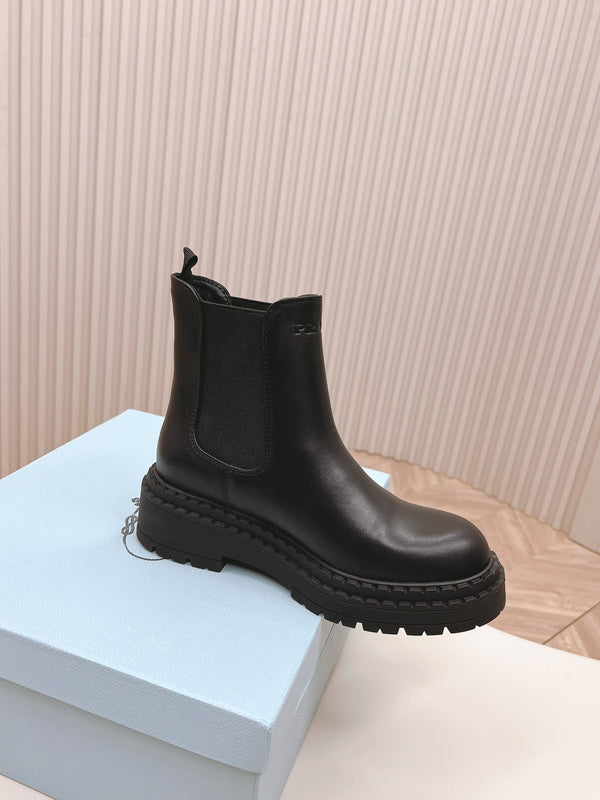 PRA BRUSHED BOOTIES BLACK CALFSKIN