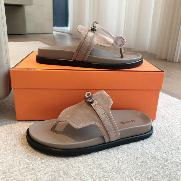 Empire Sandal Brown Lambskin Suede Goatskin