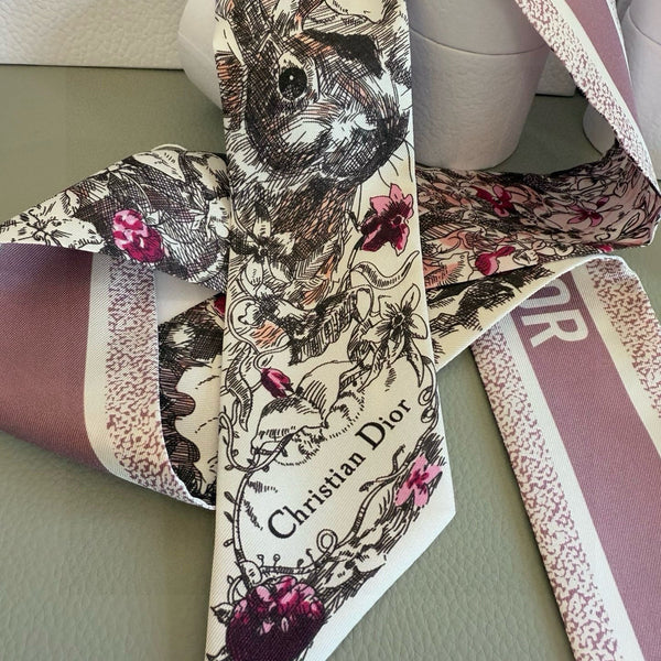 CD Twilly Mini Scarf 105cm Purple Colorful Mulberry Silk 902528