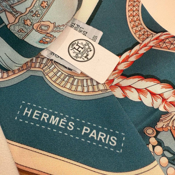 HM Twilly Mini Scarf 105 Greyish-teal Silk Twill 153179