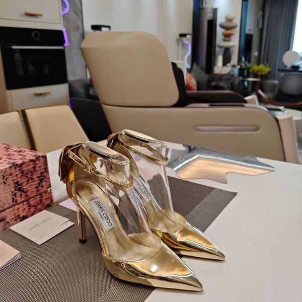 JC Marja Pumps 10cm Gold Metallic Leather 900899
