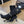 KNEE HIGH BOOTS IN BLACK CALFSKIN AND SEQUINS