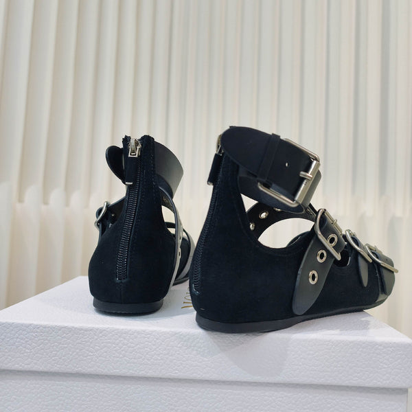 CD 26s Punk Ballet Flats Black Suede 927875