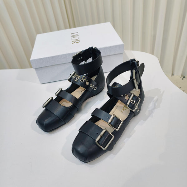 CD 26s Punk Ballet Flats Black Leather 927876