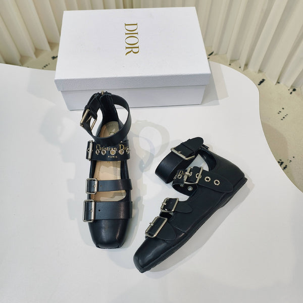 CD 26s Punk Ballet Flats Black Leather 927876