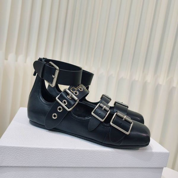 CD 26s Punk Ballet Flats Black Leather 927876