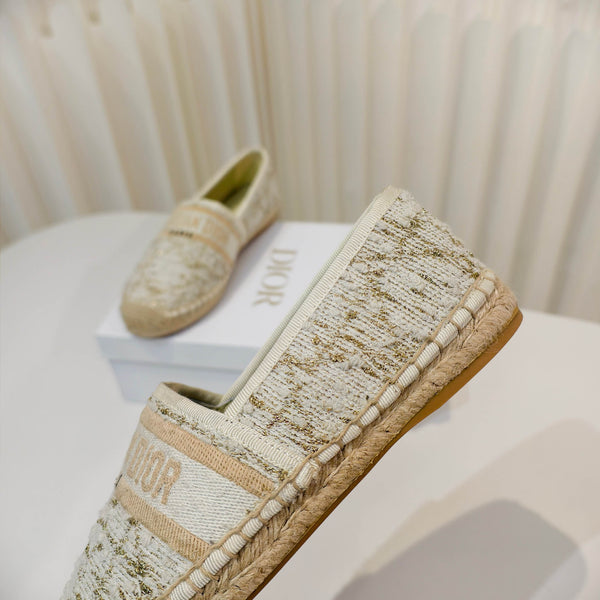 CD Granville Espadrilles Cream Cannage Tweed Sequin 632505