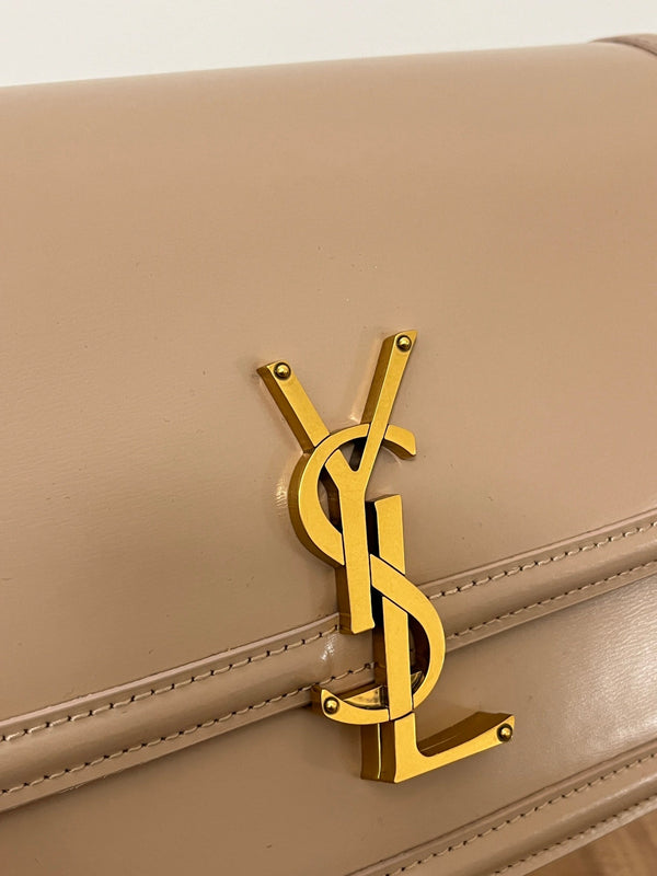 YSL Solferino Small Satchel Bag Pure Beige Gold Calfskin 339520