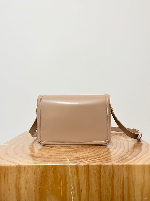 YSL Solferino Small Satchel Bag Pure Beige Gold Calfskin 339520