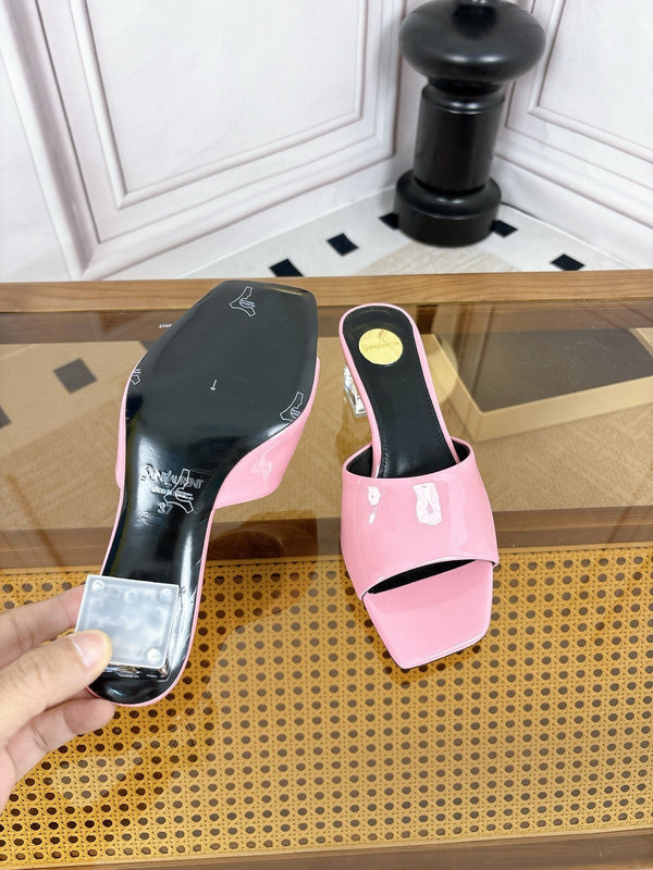 YSL High-Heeled Sandal 5.5cm Pink Patent Leather 932054