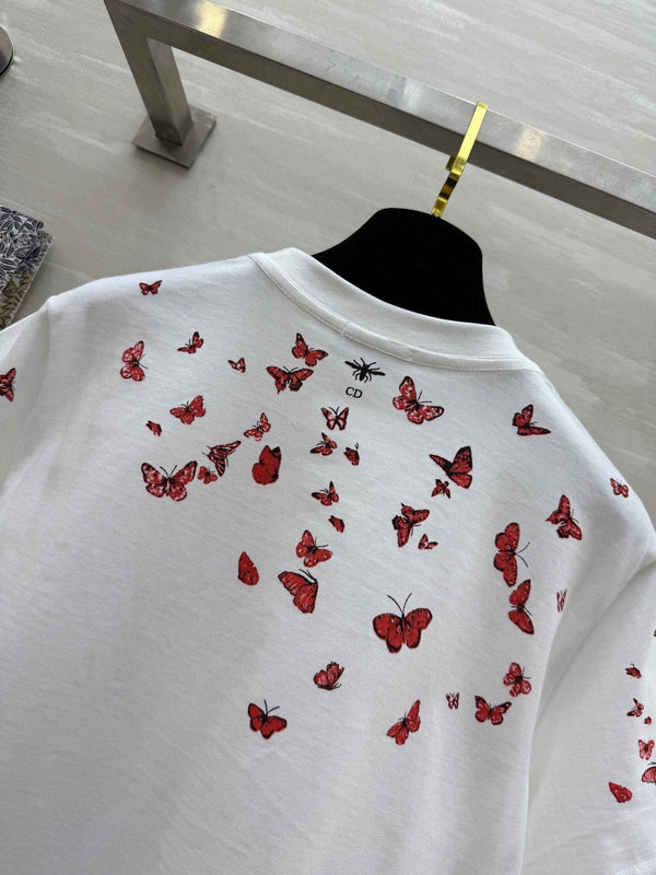 CD Butterfly Lover T-shirt White Red Cotton