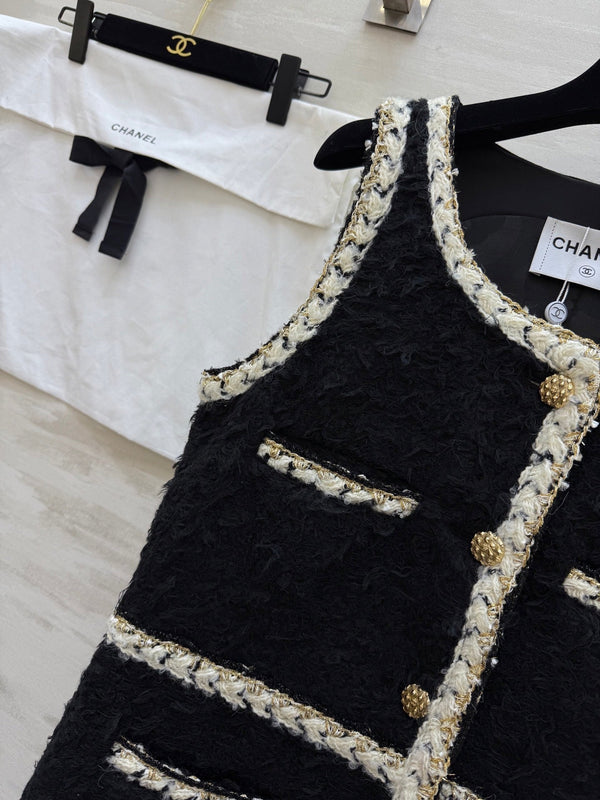 CC FW 25/26 Dress Black White Tweed 343342