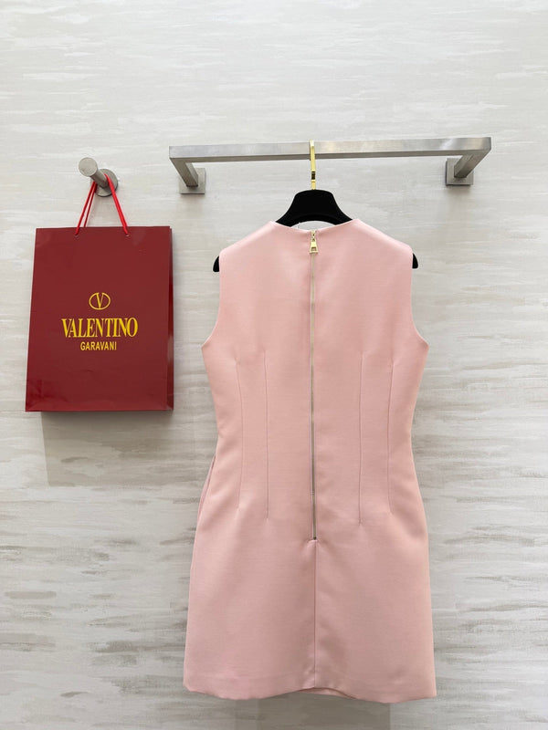 Valen 26s Bow-Embellished Beaded Sleeveless Dress Pink Fabric 344776