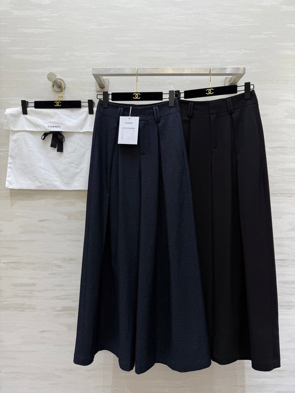 CC Straight-Leg Wide-Leg Trousers Black Cotton 346625