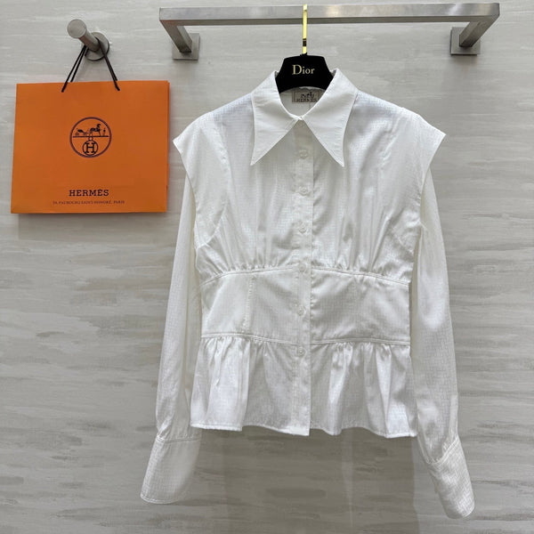 HM Jacquard Shirt with Slim Fit White Silk Cotton 346524