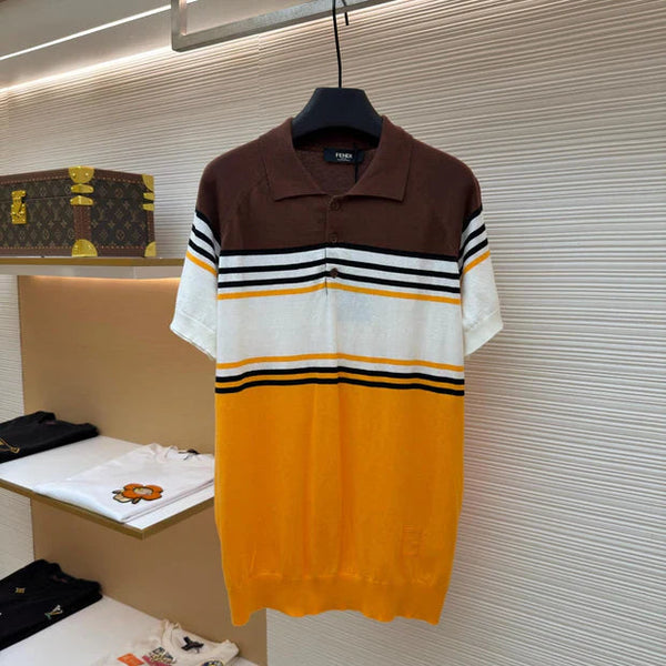 FF 2026 Men's Polo Shirt Brown Orange Cotton Fabric 830544
