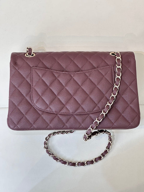 CLASSIC FLAP 25CM BURGUNDY CAVIAR LIGHT GOLD HARDWARE