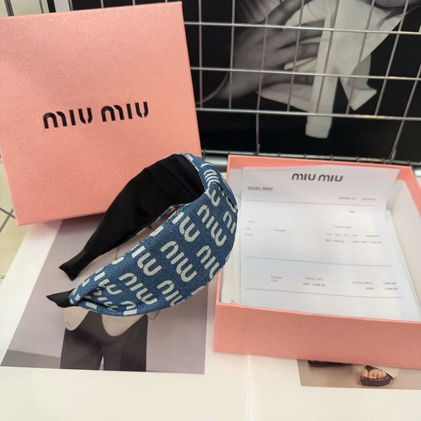DENIM LETTER HEADBAND BALTIC BLUE MIX WHITE 205578