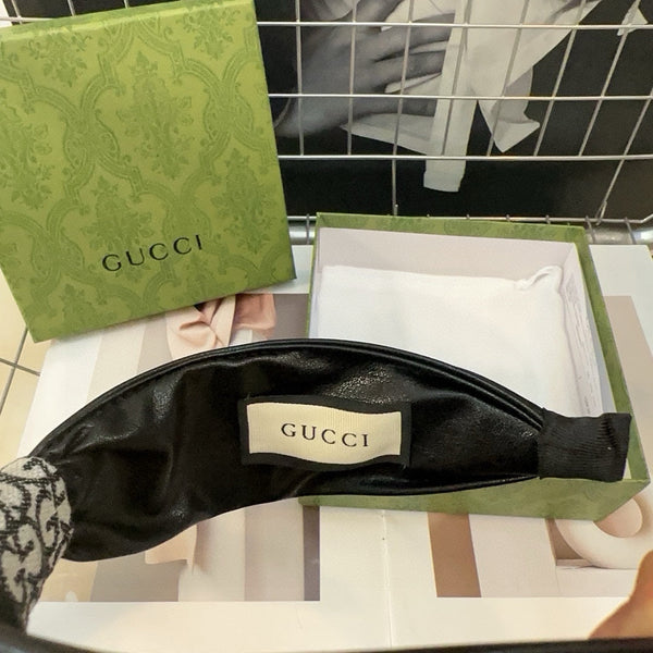 HEADBAND IN WHITE MIX BLACK CANVAS AND CALFSKIN 391715