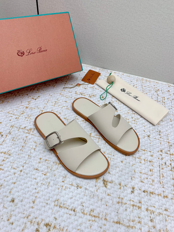 LP Men Sandals In Cream White Calfskin