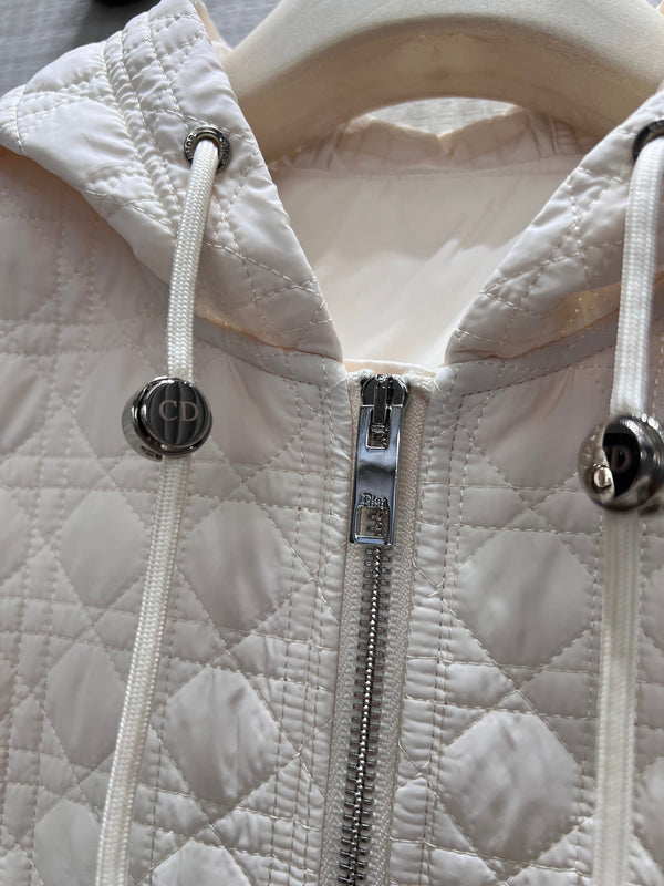 CD 26s Zipped Macrocannage Jacket Cream Quilted Technical Taffeta 420989