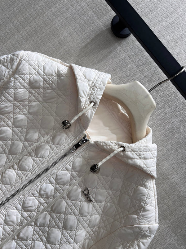 CD 26s Zipped Macrocannage Jacket Cream Quilted Technical Taffeta 420989