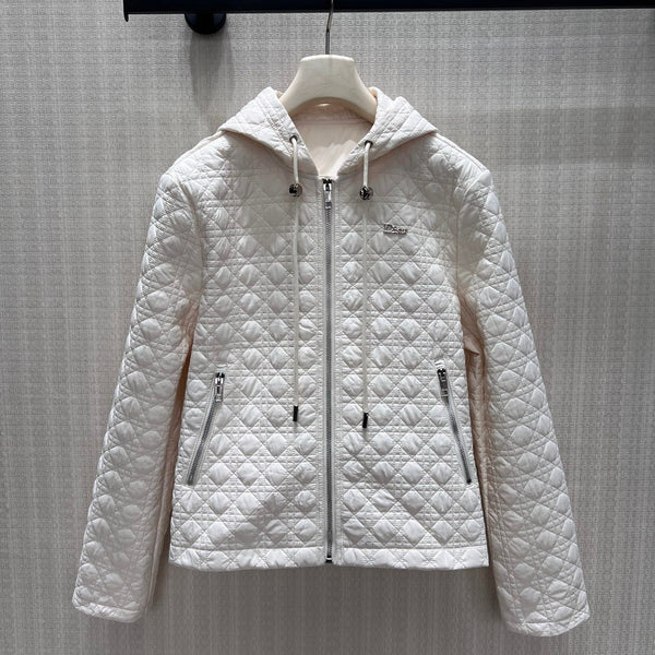 CD 26s Zipped Macrocannage Jacket Cream Quilted Technical Taffeta 420989
