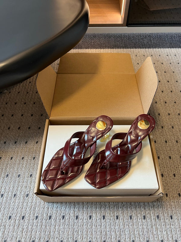 YSL Sip Sandal 4.5cm Burgundy Smooth Leather 932319