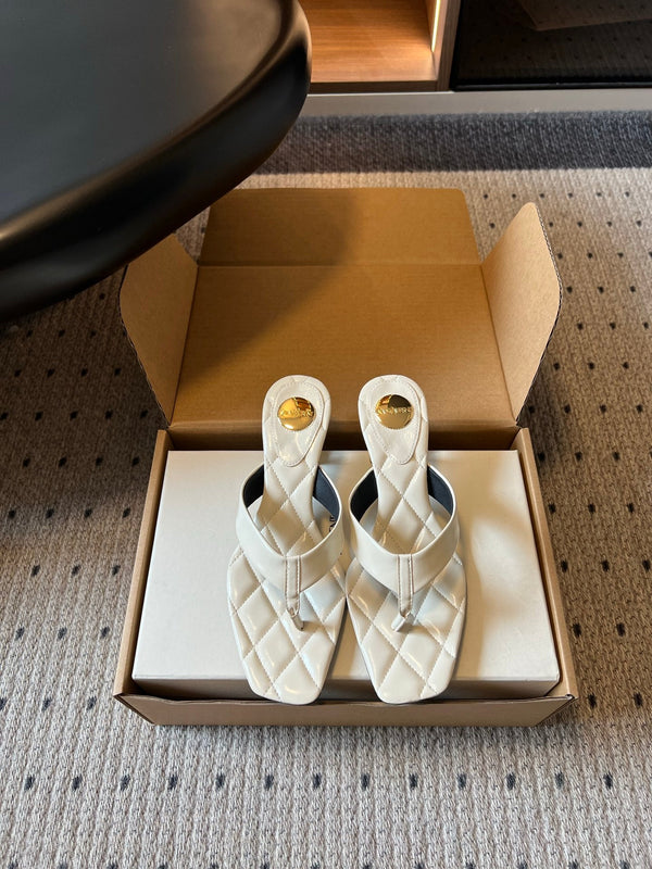 YSL Sip Sandal 4.5cm White Smooth Leather 932323