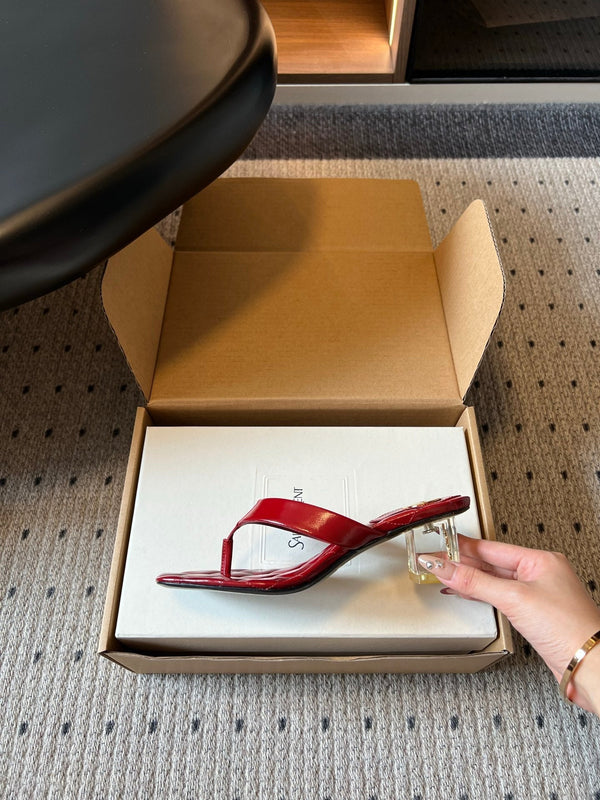 YSL Sip Sandal 4.5cm Red Smooth Leather 932318