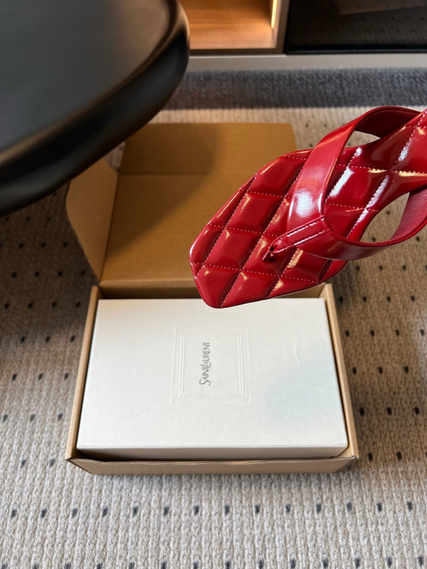 YSL Sip Sandal 4.5cm Red Smooth Leather 932318
