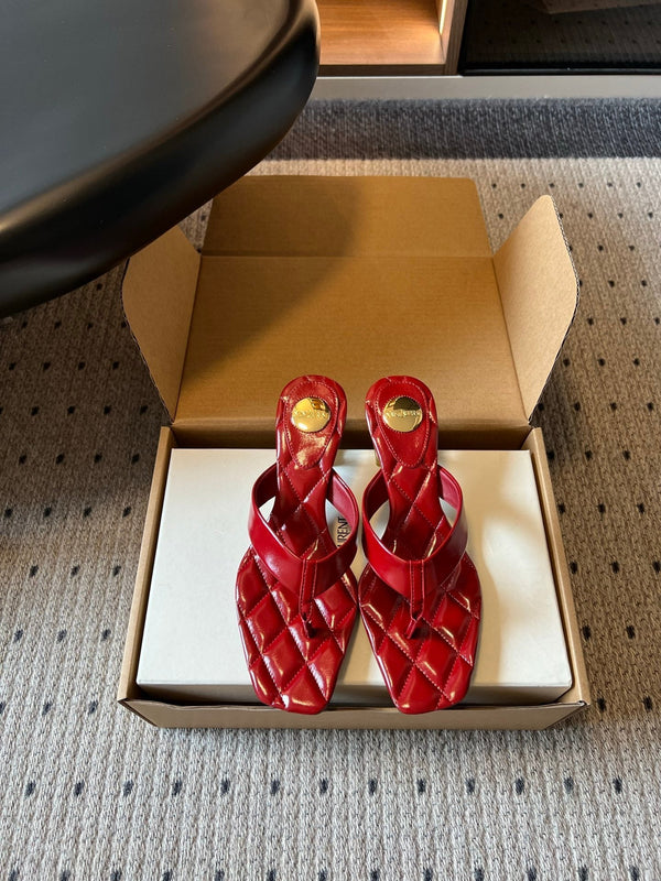 YSL Sip Sandal 4.5cm Red Smooth Leather 932318