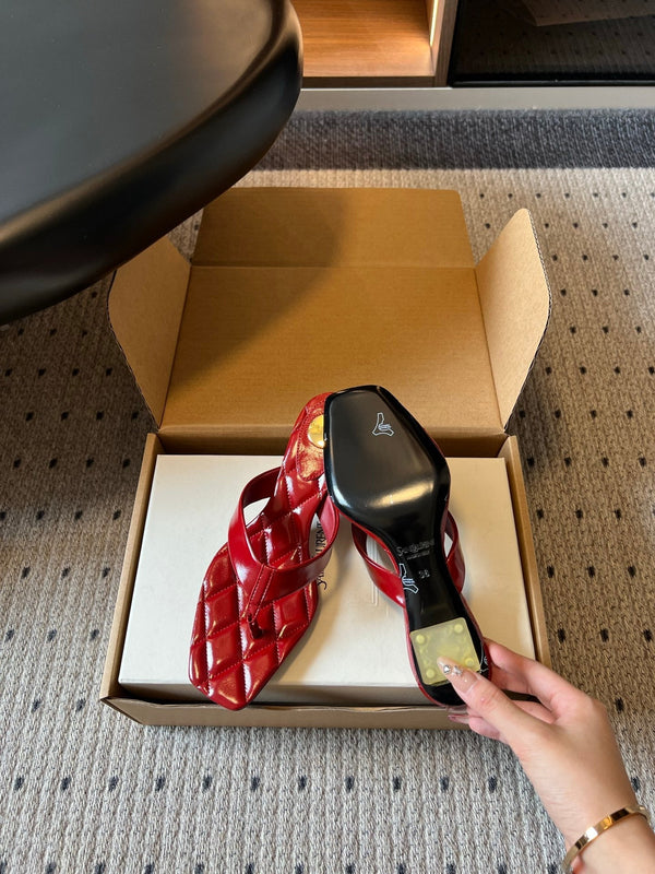 YSL Sip Sandal 4.5cm Red Smooth Leather 932318