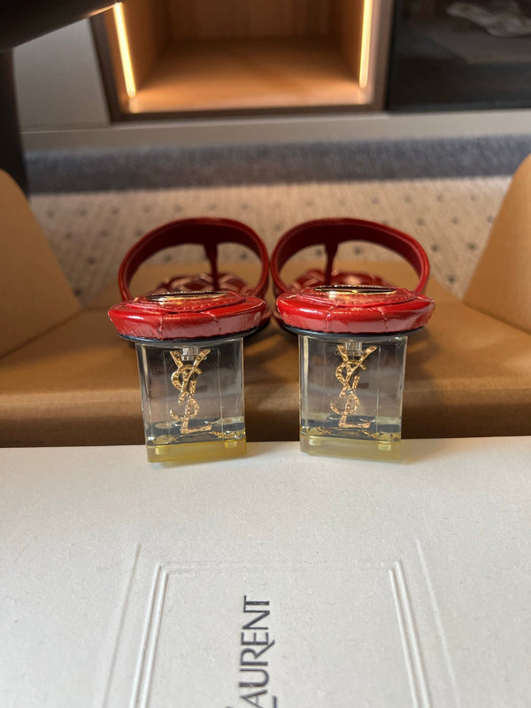 YSL Sip Sandal 4.5cm Red Smooth Leather 932318