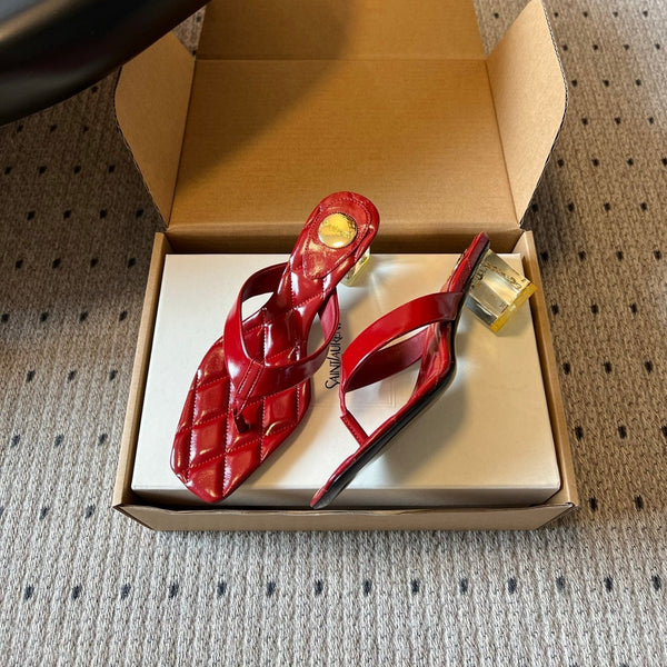 YSL Sip Sandal 4.5cm Red Smooth Leather 932318