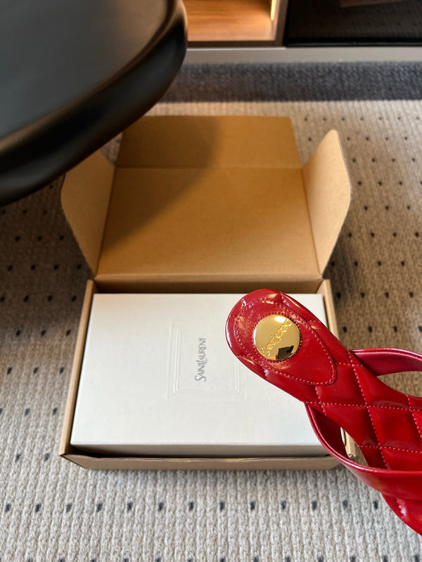 YSL Sip Sandal 4.5cm Red Smooth Leather 932318