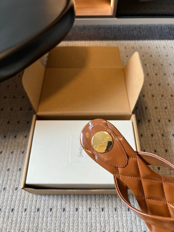 YSL Sip Sandal 4.5cm Camel Smooth Leather 932320