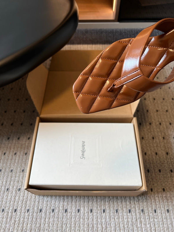 YSL Sip Sandal 4.5cm Camel Smooth Leather 932320