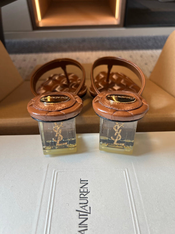 YSL Sip Sandal 4.5cm Camel Smooth Leather 932320
