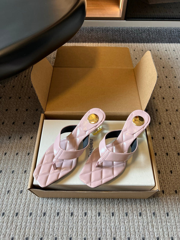 YSL Sip Sandal 4.5cm Light Pink Smooth Leather 932321