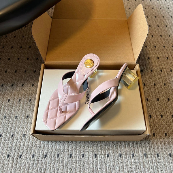 YSL Sip Sandal 4.5cm Light Pink Smooth Leather 932321